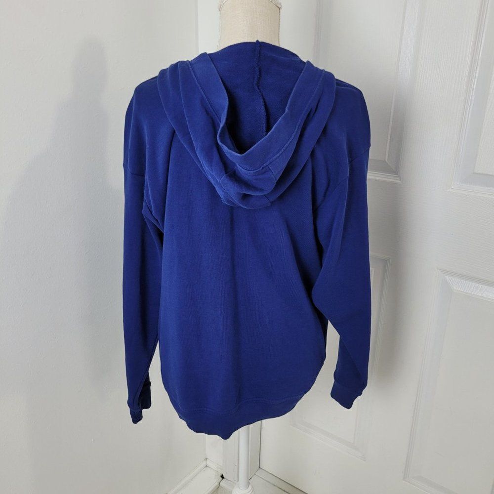 Nike Hoodie Womens Small Blue Lace Up V Neck Void Terry Pocket Pullover - Picture 13 of 14